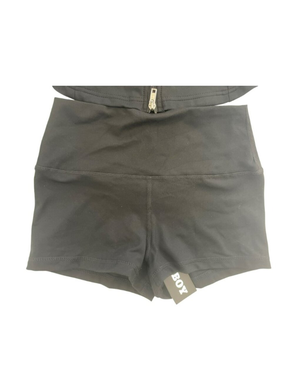 Playboy Jacket & Shorts 2-PIECE-SET Stretchy Black Full-Zip Women's Size S NWT - Picture 6 of 9